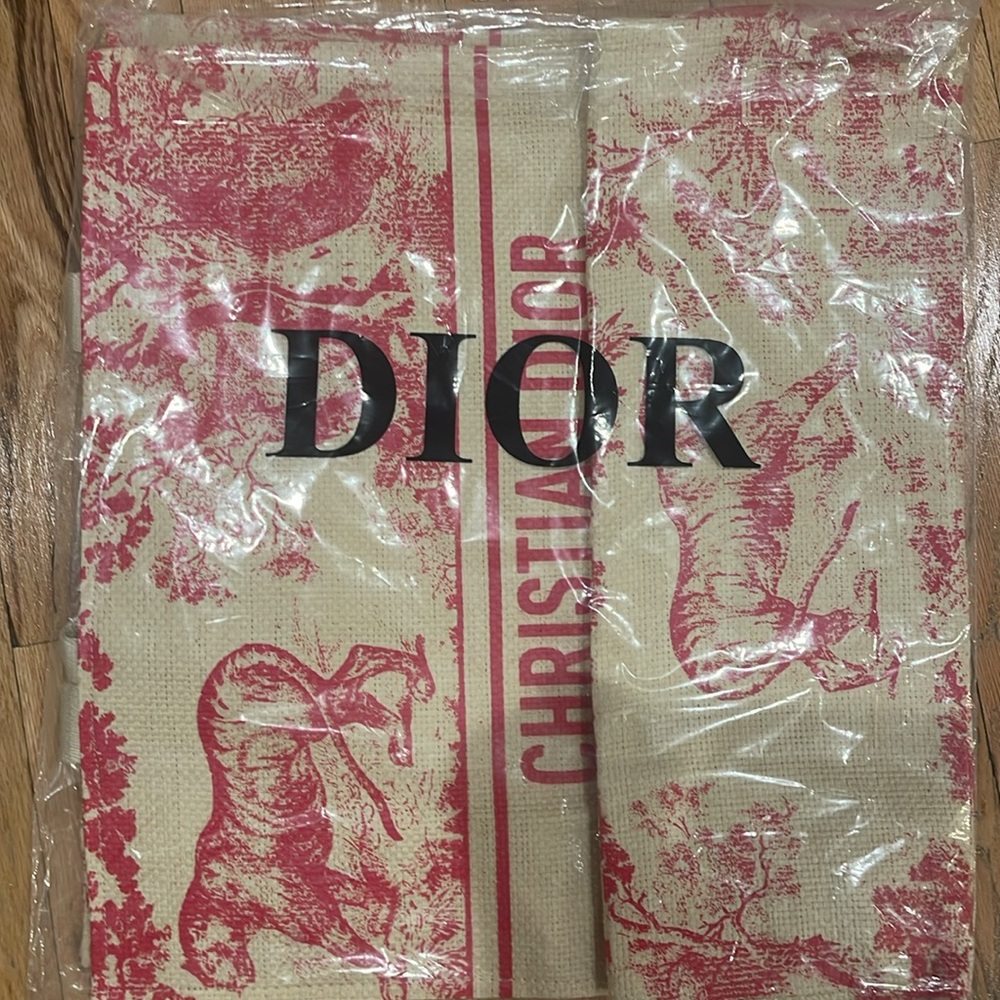 Christian Dior Straw Dioriviera Wardujuy Tote Bag Novelty VIP Gift Bag PINK - Picture 12 of 12
